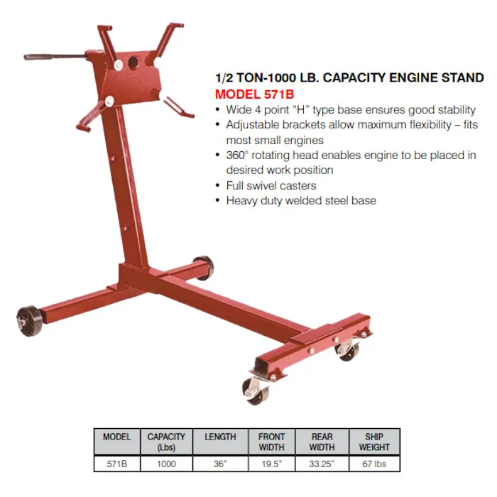 AFF 571B Rotating Engine Stand 1,000 lbs. Capacity - J. C. Star Autoworks, Inc.